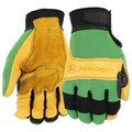 West Chester John Deere Gloves, Men's, L, Reinforced Thumb, Hook and Loop Cuff, Spandex Back, GreenYellow JD00009-L